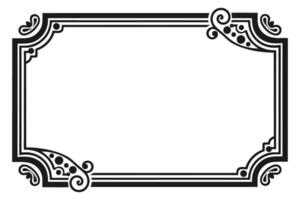 an ornate black and white frame with a scroll vector