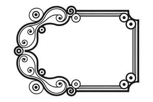 a black and white drawing of a frame with swirls vector