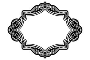 a black and white ornate frame with a scroll vector