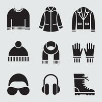 Set Of Linear Clothes And Accessories Icons Silhouette vector