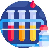A flat icon of test tubes and a red liquid vector