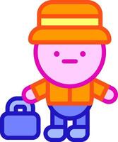 A cartoon man with a suitcase and hat vector