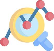 A magnifying glass with a graph on it vector