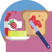 A slice of bread, a knife and a jar of jam vector
