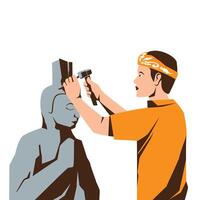 Illustration of a Craftsman Making a Statue vector