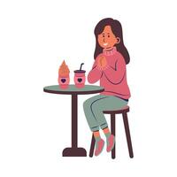 Illustration of a Woman Sitting in a Cafe vector