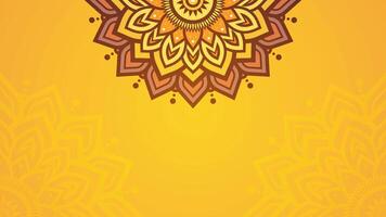 Elegant and Decorative Yellow Mandala Pattern with Vibrant Top Border on Warm Yellow Horizontal Background vector