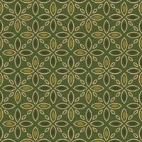 Seamless Gold Geometric Retro Damask Pattern On Green Background vector
