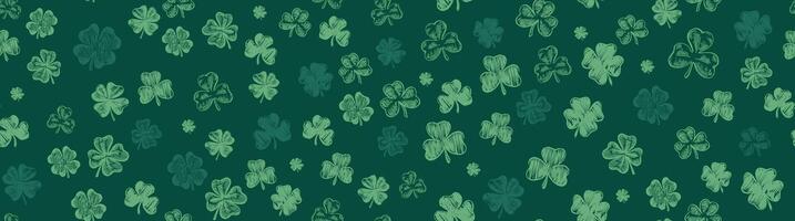 St. Patrick's Day. Sketch set clover. Hand drawn illustration. vector