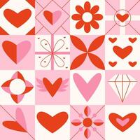 Valentine's Day Geometric Pattern. Minimalist background with simple shapes vector