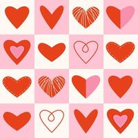 Modern geometric pattern with hearts vector