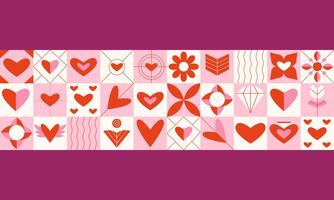 Modern geometric template for Valentine's Day. Minimalist background with simple shapes vector