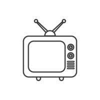 Retro television icon on white background. Outline tv icon technology concept. vector