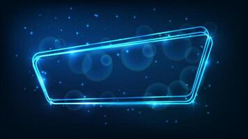 Neon rounded frame with shining effects and sparkles vector