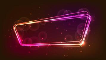Neon rounded frame with shining effects and sparkles vector