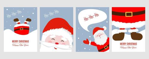 Set new year card with cute Santa Claus. Colorful new year design for social media communication, networking, website badges, greeting cards, posters and more. vector