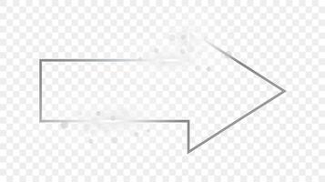 Silver glowing arrow shape frame with sparkles vector