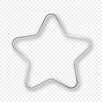 Silver glowing rounded star shape frame with shadow vector