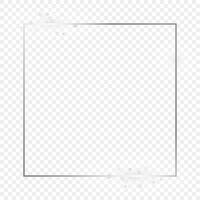 Silver glowing square frame with sparkles vector