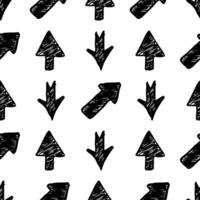 Seamless pattern with black hand drawn arrows vector