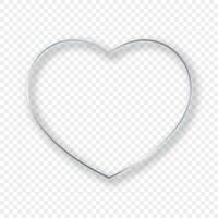 Silver glowing heart shape frame with shadow vector