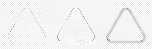 Silver glowing rounded triangle frame vector