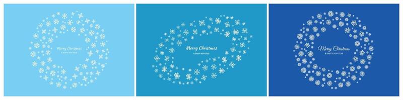 Set of Merry Christmas backgrounds with snowflakes vector