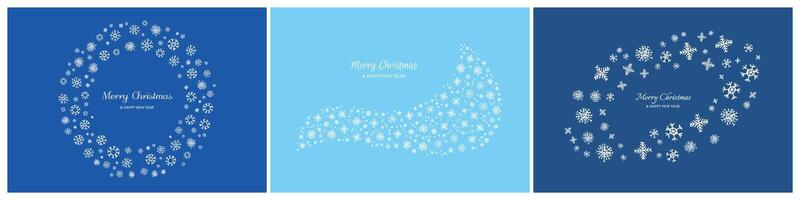 Set of Merry Christmas backgrounds with snowflakes vector
