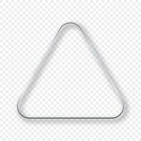 Silver glowing rounded triangle frame with shadow vector