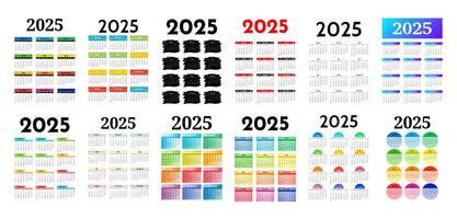 Calendar for 2025 isolated on a white background vector