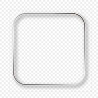 Silver glowing rounded square frame with shadow vector