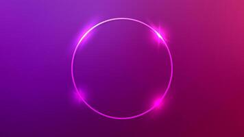 Neon circle frame with shining effects vector