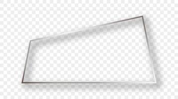 Silver glowing trapezoid shape frame with shadow vector