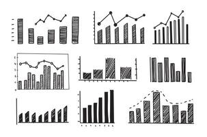 Graphs on white background, Set hand drawn vector