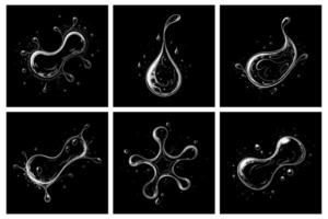 Unusual Monochromatic Water Form Flowing with Dreamlike Amoeba Patterns and Drops vector