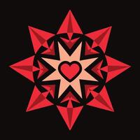 a red star with a heart in the center vector