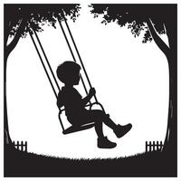 silhouette of a child on a swing vector