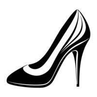 a black and white illustration of a high heel shoe vector