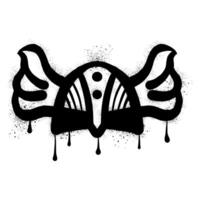 Winged viking helmet with black spray paint graffiti vector