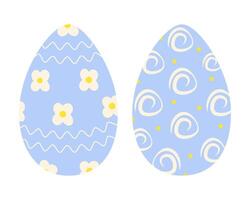 Easter Eggs patterned freehand flowers and abstract ornament. Ester greeting design elements Set 2. Isolated Illustration Sticker, Icon, Thematic cards, posting, leaflets, banner or web promo vector