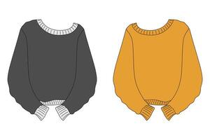 Stretched sweaters with long sleeves in trendy soft orange and gray. Ugly Sweater Day design element. Set 2 Isolated illustration Cards, leaflets, banner, greeting, price, labels or web promo vector
