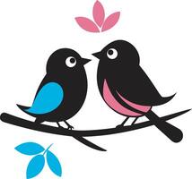 two birds on a branch vector