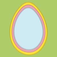 Easter Egg shape in paper cut style. Easter Background in trendy festive colors Copy space Template. Isolated illustration Thematic cards, posting, blog or web promo leaflet, banner, tag, label vector