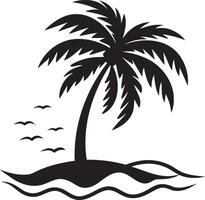 palm tree on the island illustration vector