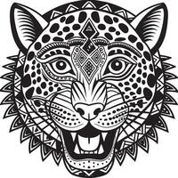 a leopard head with tribal patterns on it vector