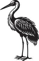 a black and white drawing of a crane vector