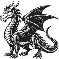 a black and white illustration of a dragon vector