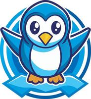 a cartoon penguin with a blue background vector