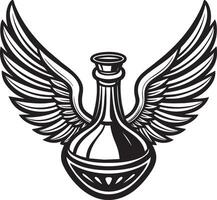 a black and white image of a vase with wings vector