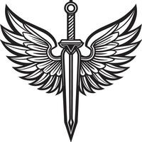a sword with wings and a dagger vector